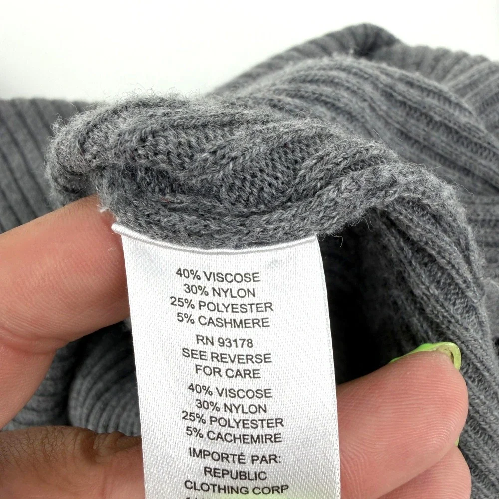 Elie Tahari Sweater Ribbed Cashmere Blend Small Gray Womens Knit Pullover